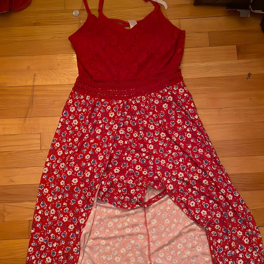 Red Lace Floral Dress